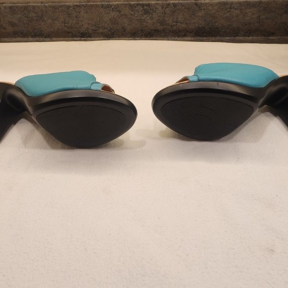 Leather mule with 3" heel, Aqua Size 4.5W - Picture 3 of 4